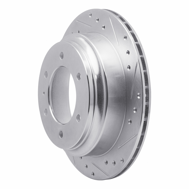 Acura SLX Brake Rotor (1) - Rear Right - R1 Concepts - Drilled & Slotted - Silver - `92-`04